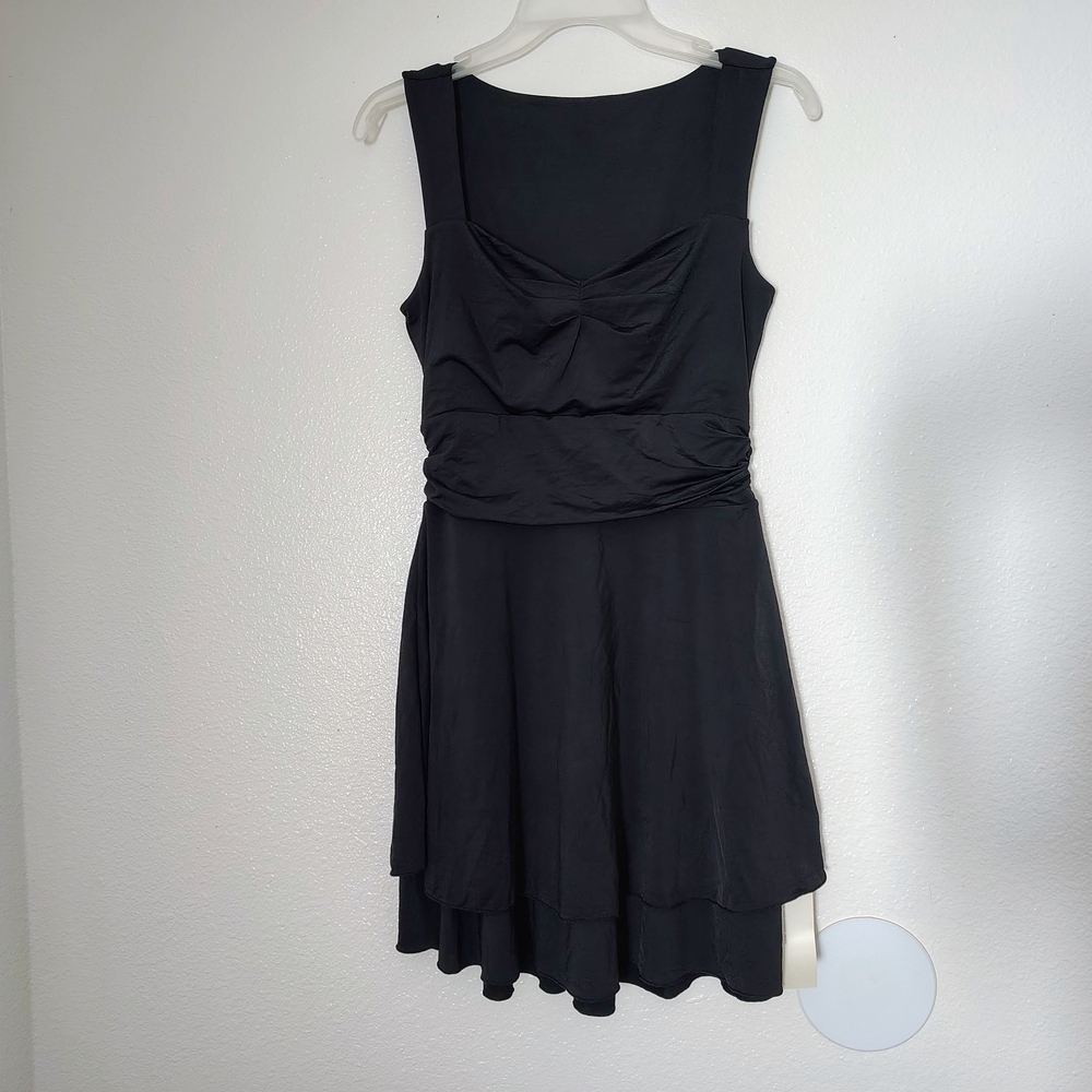 IWD Women’s Black Sleeveless Fit & Flare Dress – Ruched Waist – Size S – NWT - Picture 4 of 13